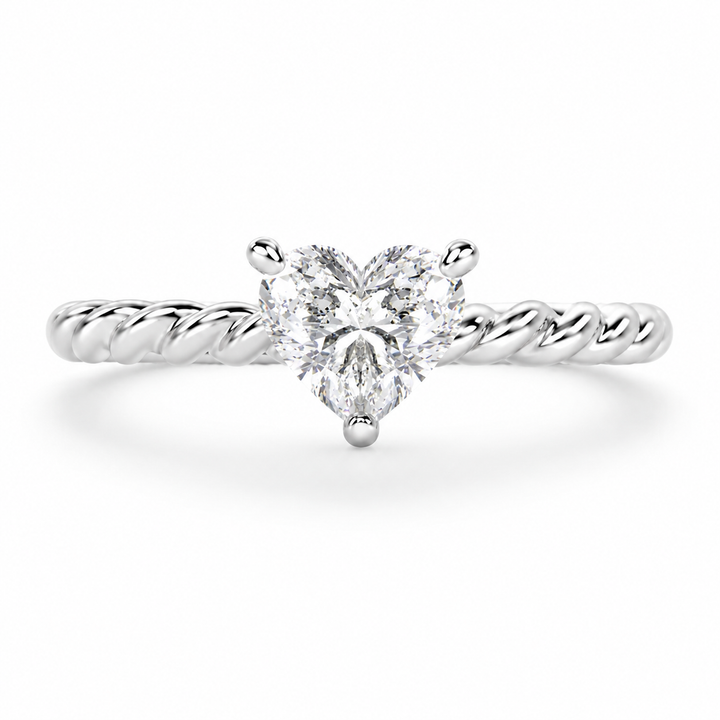 Renata 1 Carat Heart Cut Solitaire Rope Engagement Ring