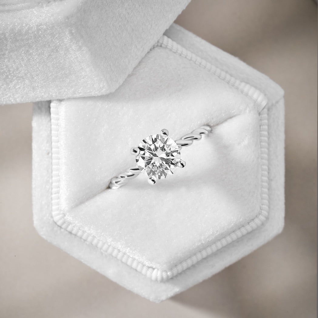 Aurora 3 ct Lab Grown Round Cut Twist Rope Diamond Engagement Ring