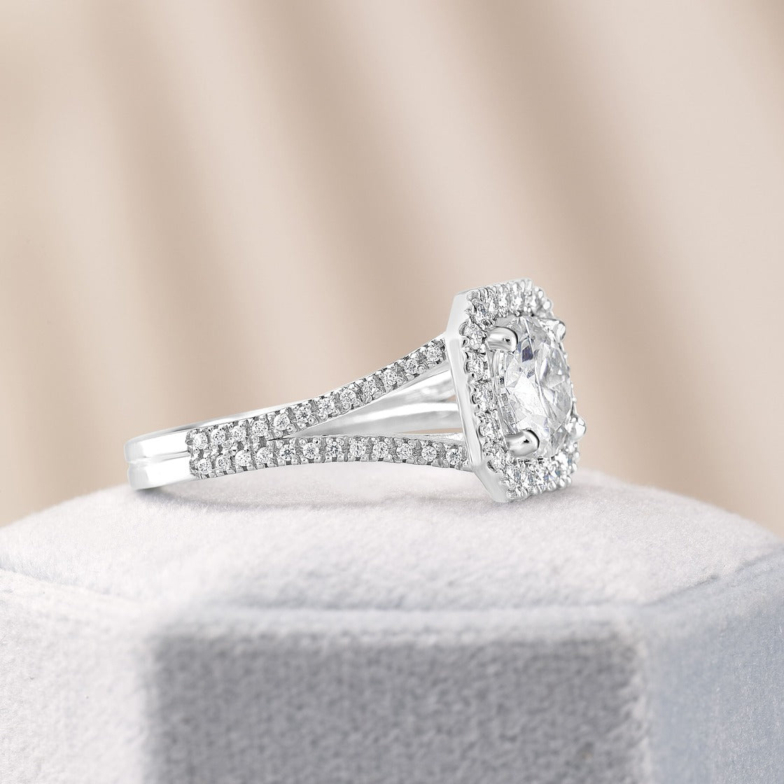 Penelope 2.5 ct Lab Grown Round Cut Split Shank Halo Diamond Engagement Ring