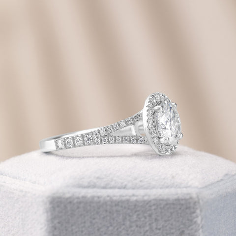 Mila 1.31 ct Lab Grown Round Cut Split Shank Halo Diamond Engagement Ring