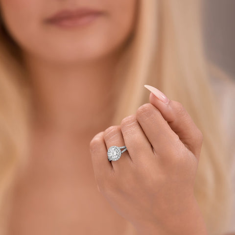 Mila 1.31 ct Lab Grown Round Cut Split Shank Halo Diamond Engagement Ring