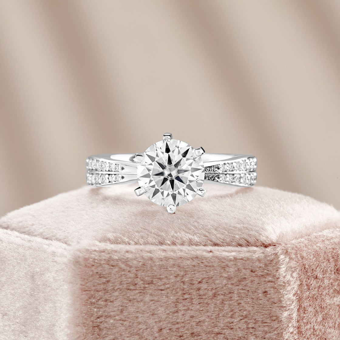 Natalia 1.42 ct Lab Grown Round Cut Double Row Pave Diamond Engagement Ring