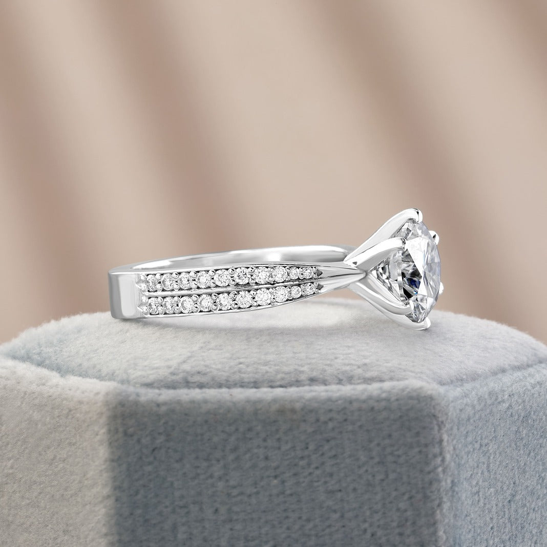 Natalia 1.42 ct Lab Grown Round Cut Double Row Pave Diamond Engagement Ring