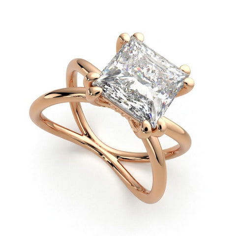 Tatiana 3 Carat Princess Cut Solitaire Split Shank Engagement Ring