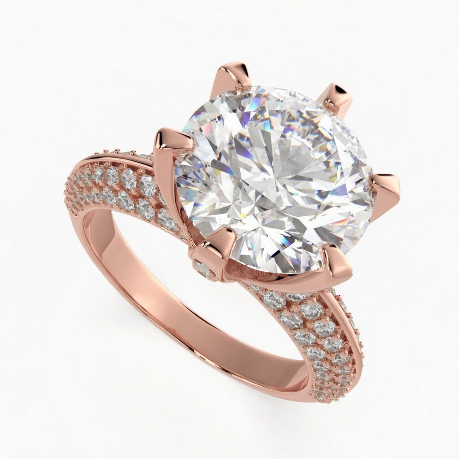 Daria 2.75 Carat Round Cut Pave 6 Prong Engagement Ring