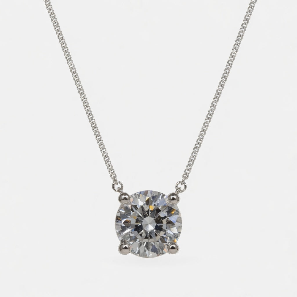 1.00 Carat Round Cut Lab-Grown Diamond Solitaire Pendant VS1 D-F White Gold 14K