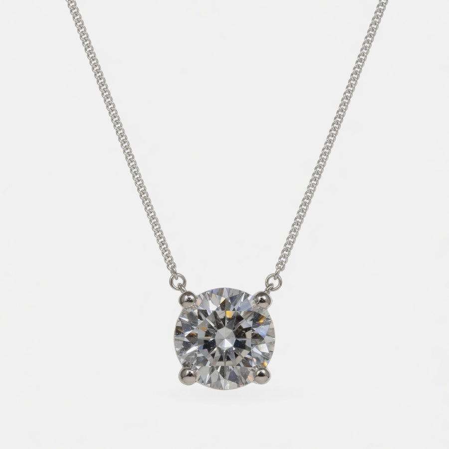 1.00 Carat Round Cut Lab-Grown Diamond Solitaire Pendant VS1 D-F White Gold 14K