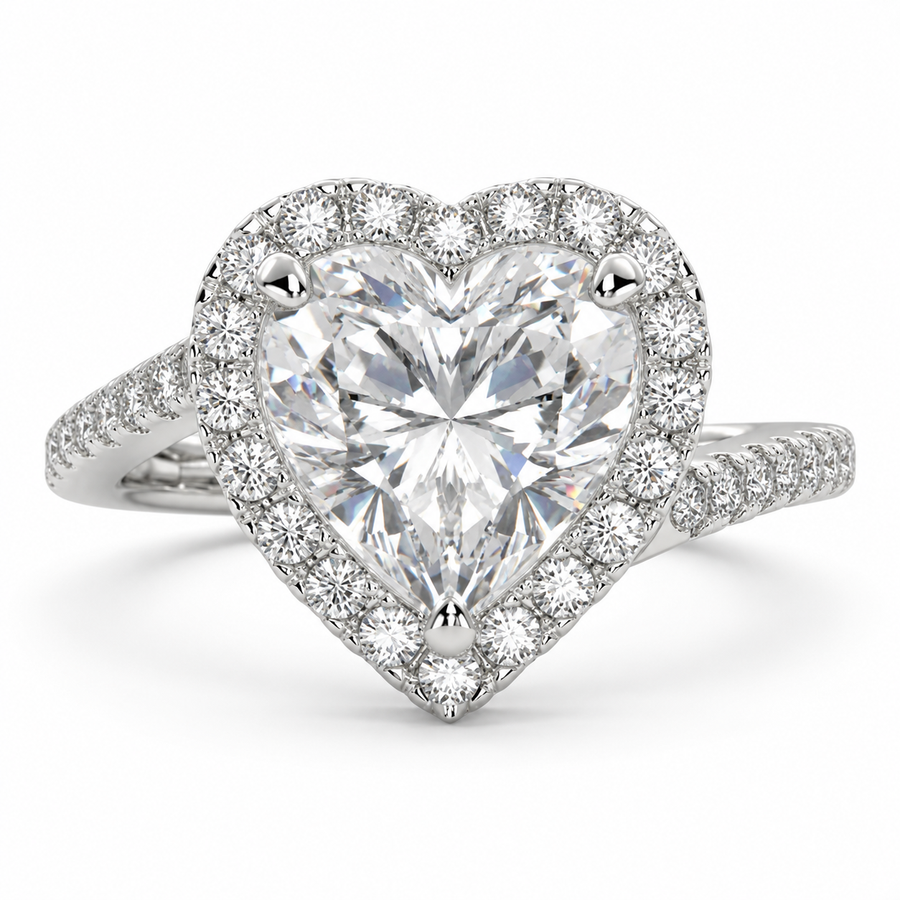 Paloma 2.35 Carat Heart Cut Pave Halo Engagement Ring
