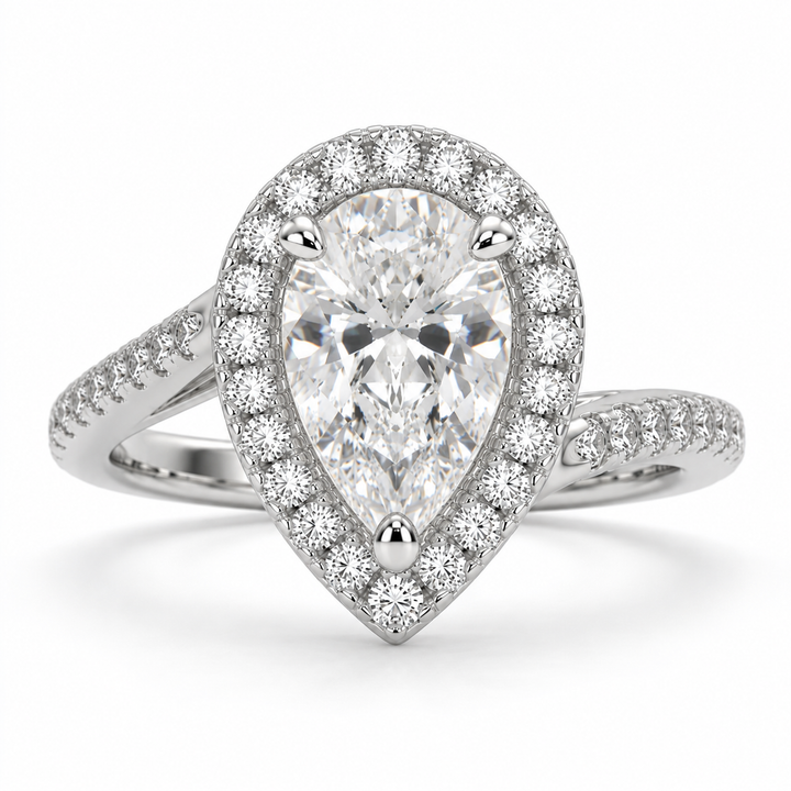 Paloma 2.35 Carat Pear Cut Pave Halo Engagement Ring