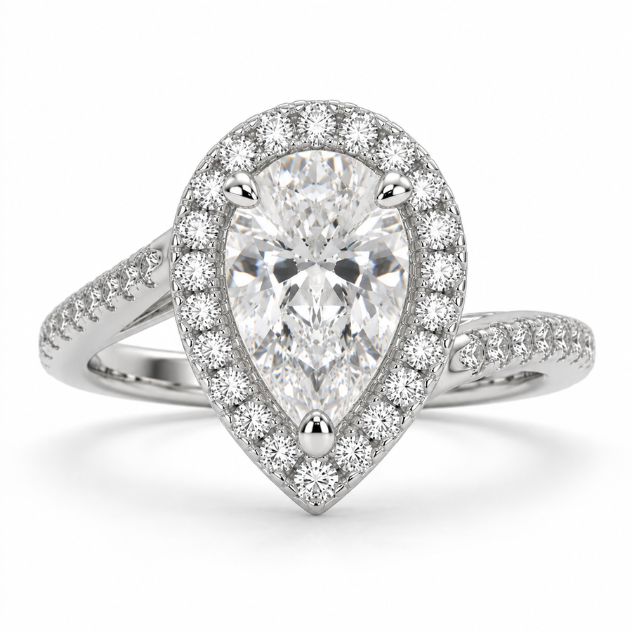 Paloma 2.35 Carat Pear Cut Pave Halo Engagement Ring