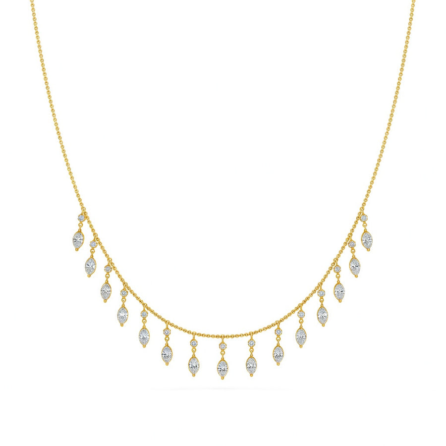 1.7 Ct Marquise Round Cut Diamond Chain Necklace VS1 D-F White Gold 14k