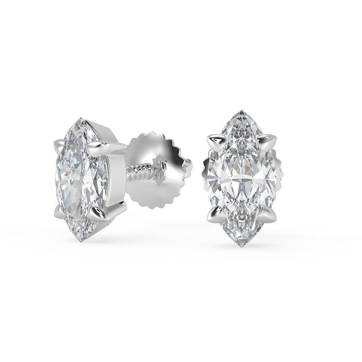 2 Ct Marquise Cut Basket Stud Diamond Earrings VS1 D Screw Back — product image