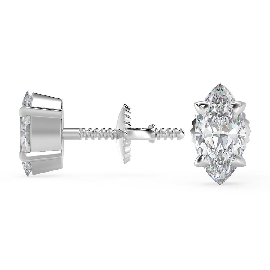 2 Ct Marquise Cut Basket Stud Diamond Earrings VS1 D Screw Back
