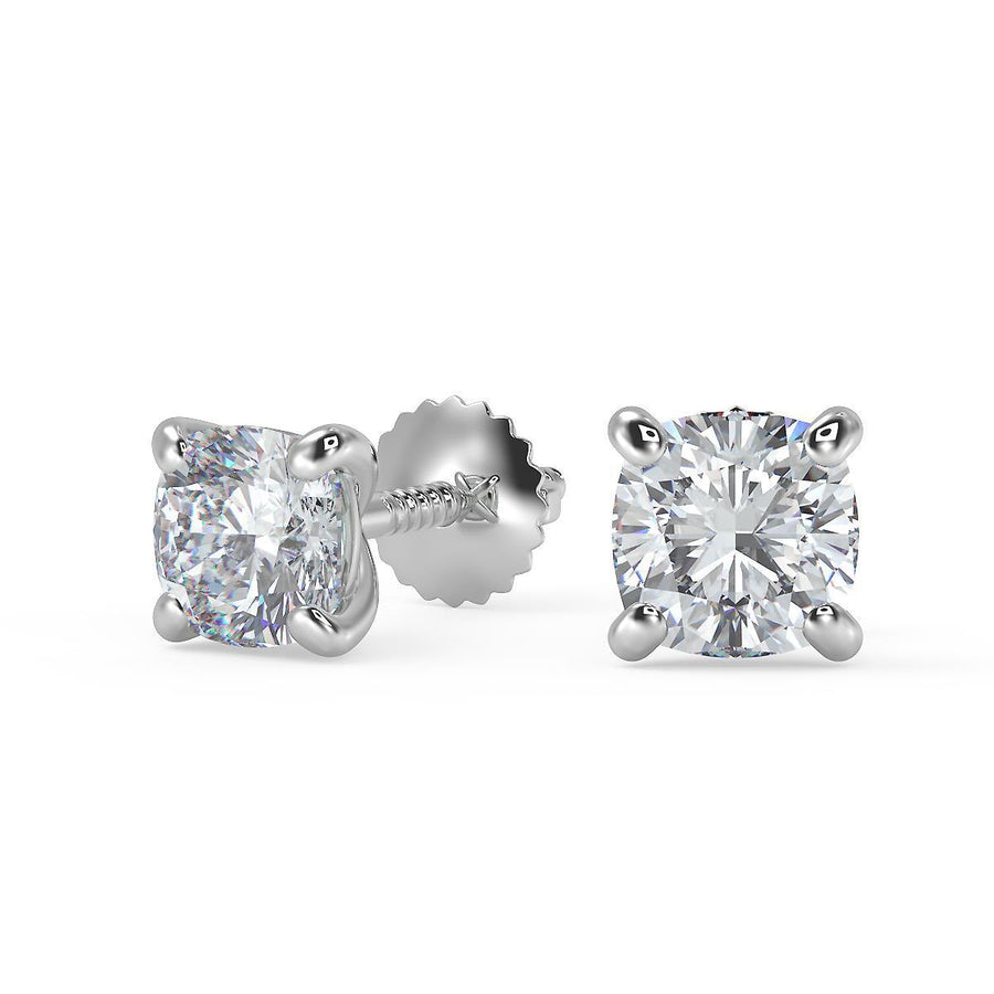4.5 Ct Cushion Cut Stud Diamond Earrings VS1 D Screw Back White Gold 14k