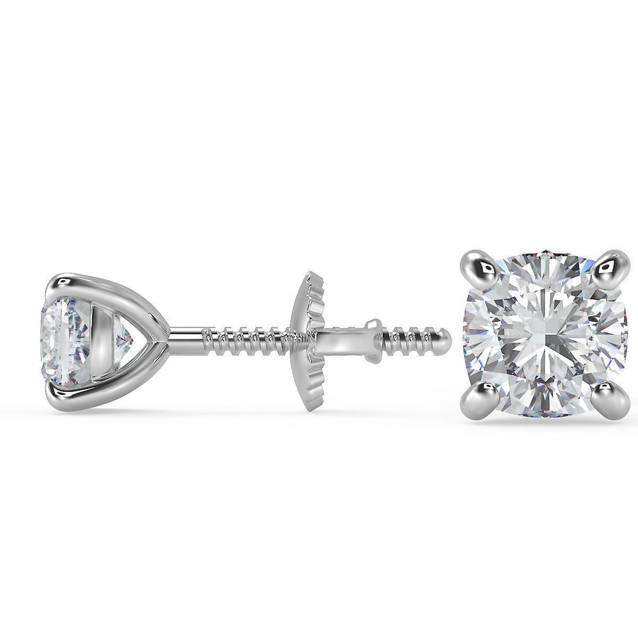 4.5 Ct Cushion Cut Stud Diamond Earrings VS1 D Screw Back White Gold 14k