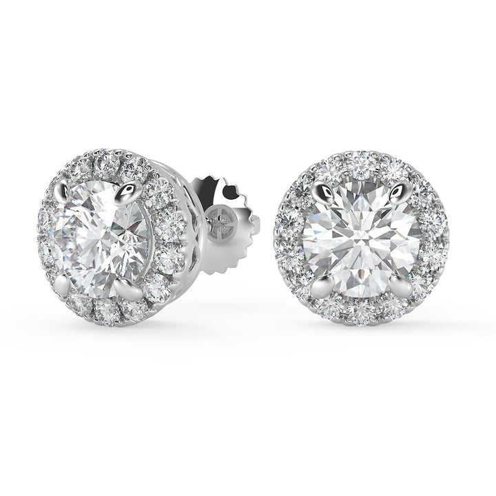5 Ct Round Cut Stud Diamond Earrings VS1 D Screw Back White Gold 14k — product image