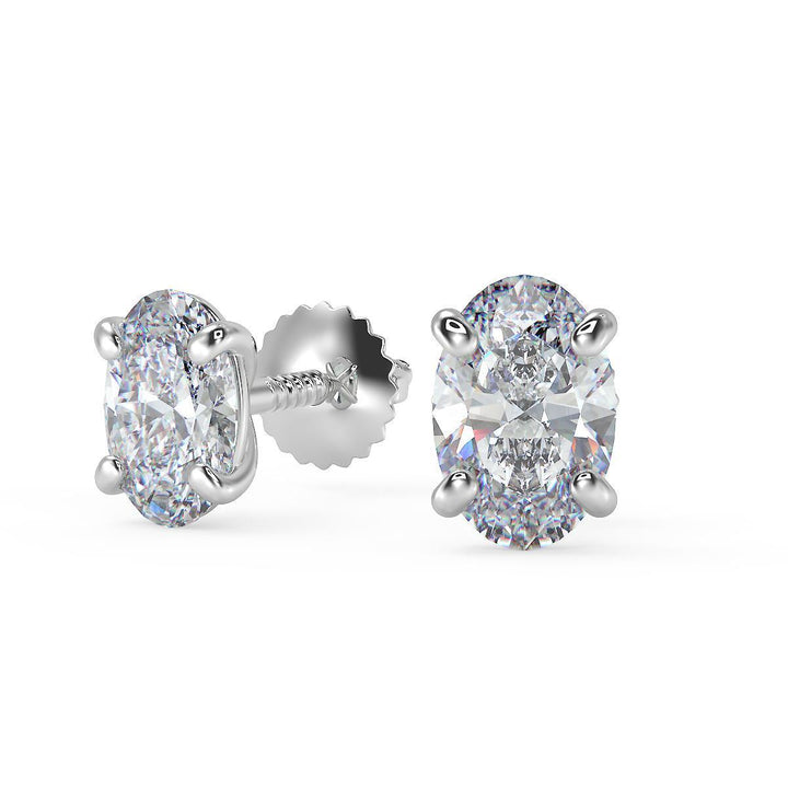 1 Ct Oval Cut Stud Diamond Earrings VS1 D Screw Back White Gold 14k — product image