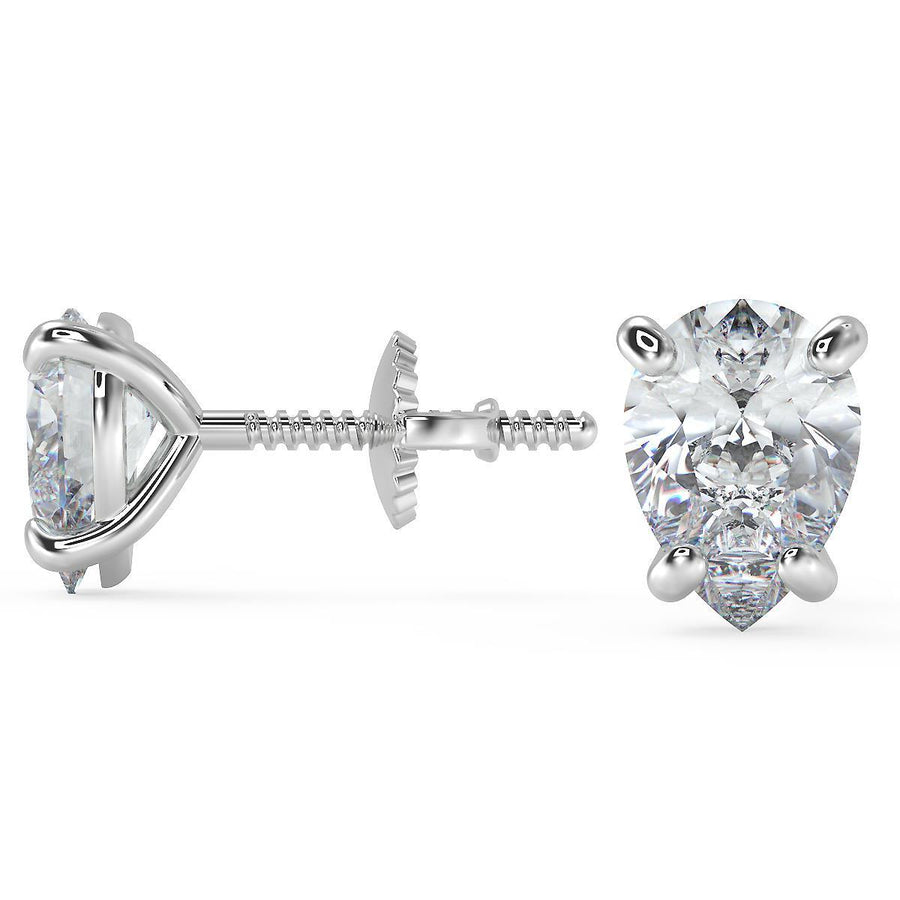 5.5 Ct Pear Cut Stud Diamond Earrings VS1 D Screw Back White Gold 14k