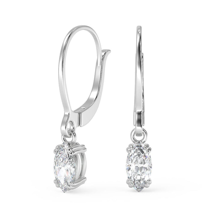 4 Ct Marquise Cut Double Prong Diamond Earrings VS1 D Leverback — product image