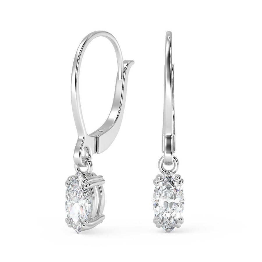 4 Ct Marquise Cut Double Prong Diamond Earrings VS1 D Leverback