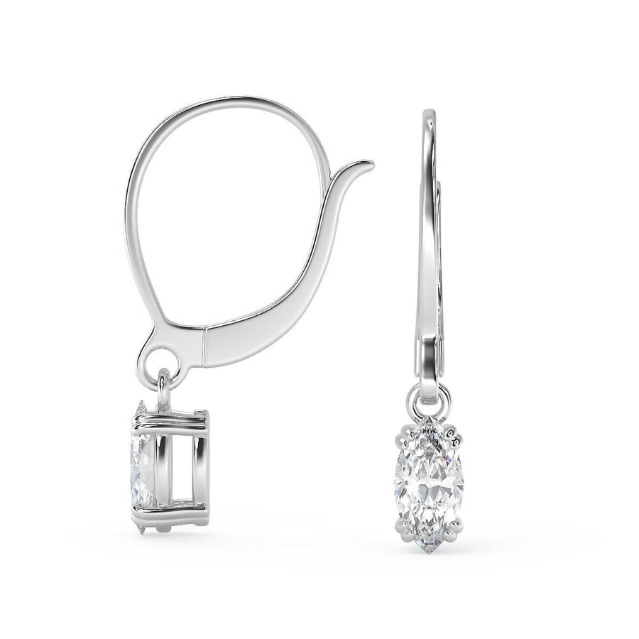 4 Ct Marquise Cut Double Prong Diamond Earrings VS1 D Leverback