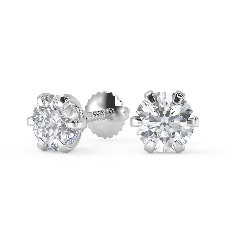 3.5 Ct Round Cut Victorian Stud Diamond Earrings VS1 D Screw Back