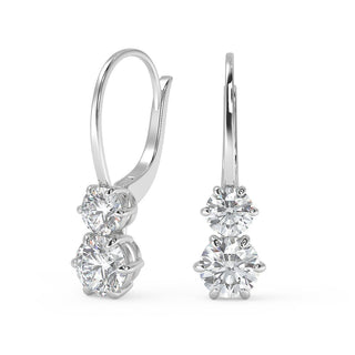 4.5 Ct Round Cut 6 Prong Stacked Diamond Earrings VS1 D Leverback