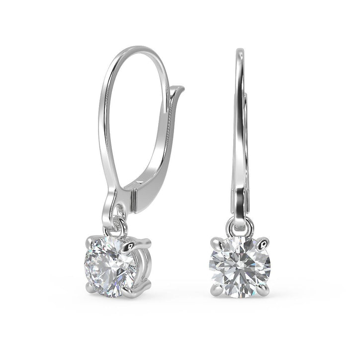 4 Ct Round Cut Diamond Earrings VS1 D Leverback White Gold 14k — product image