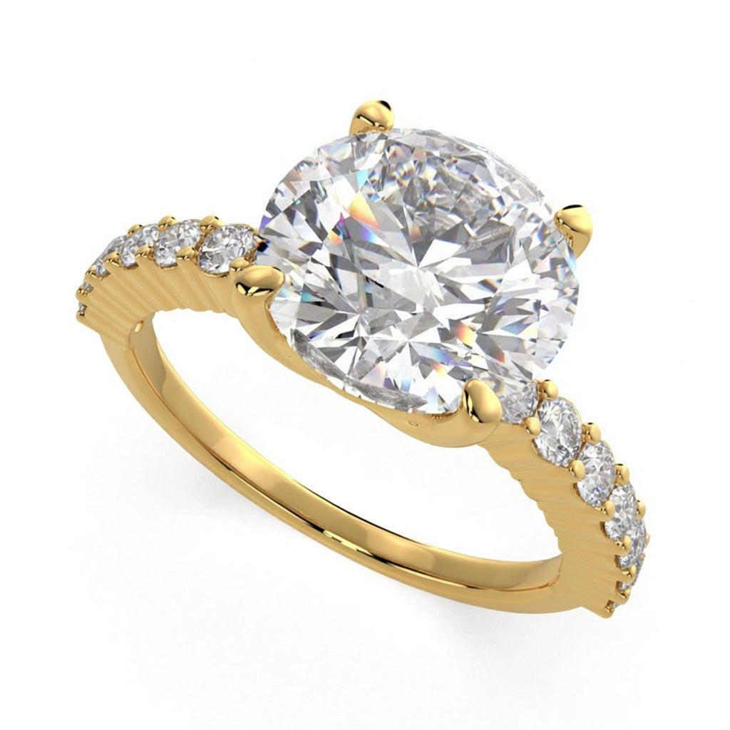 Lavinia 4.35 Carat Round Cut Side Stone 4 Prong Engagement Ring