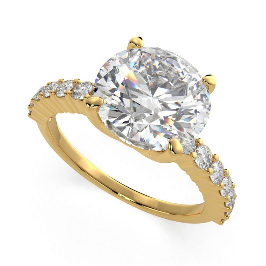 Lavinia 4.35 Carat Round Cut Side Stone 4 Prong Engagement Ring