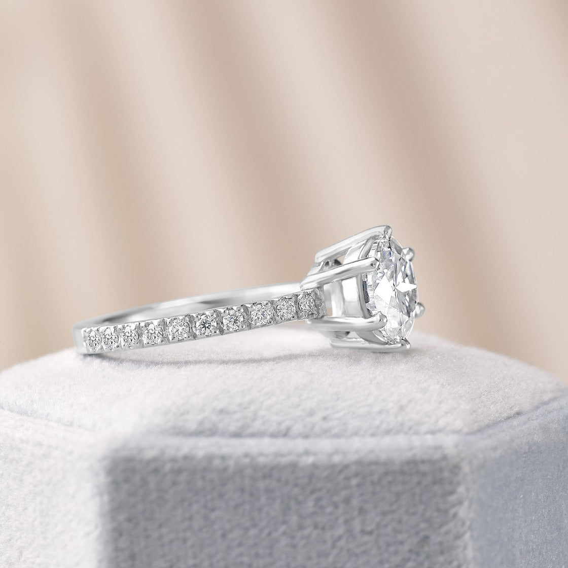 Nora 1.7 ct Lab Grown Round Cut Classic 6 Prong Diamond Engagement Ring