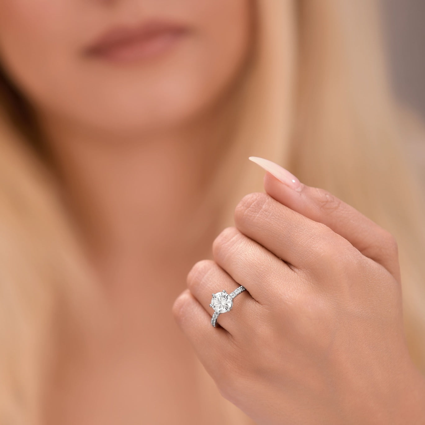 Nora 1.7 ct Lab Grown Round Cut Classic 6 Prong Diamond Engagement Ring