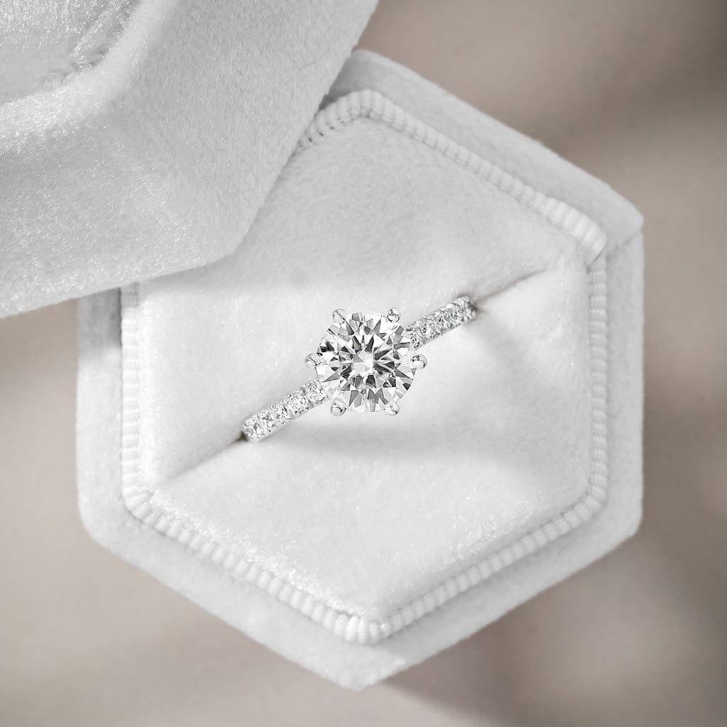 Nora 3.2 ct Lab Grown Round Cut Classic 6 Prong Diamond Engagement Ring