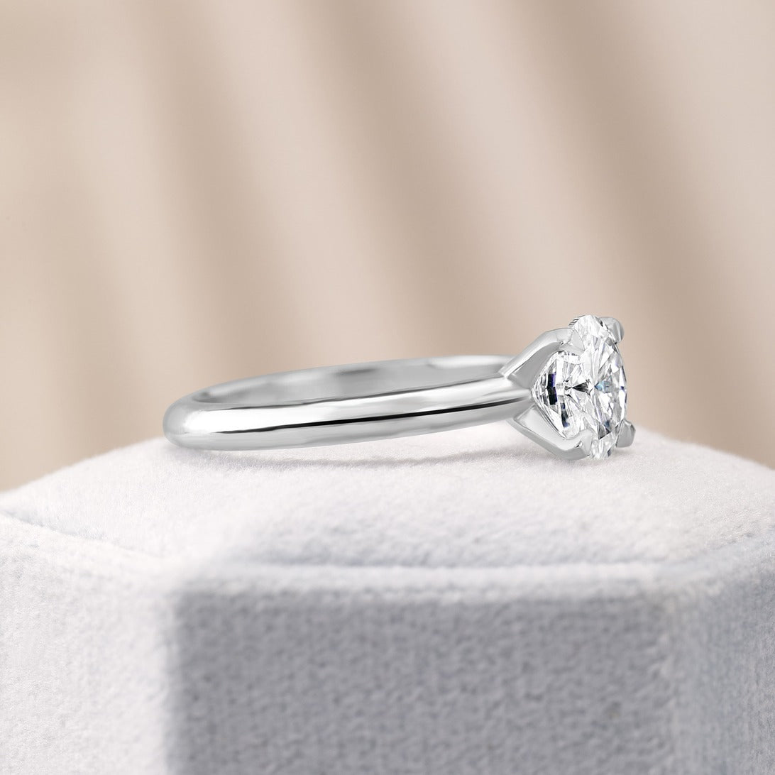 Ruby 1 ct Lab Grown Round Cut Classic Cathedral Diamond Engagement Ring