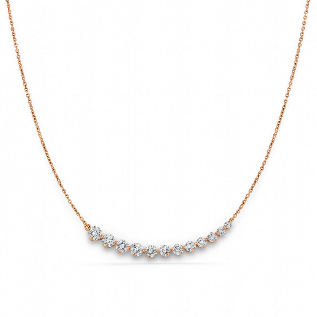2.1 Ct Round Cut Diamond Chain Necklace VS1 D-F White Gold 14k