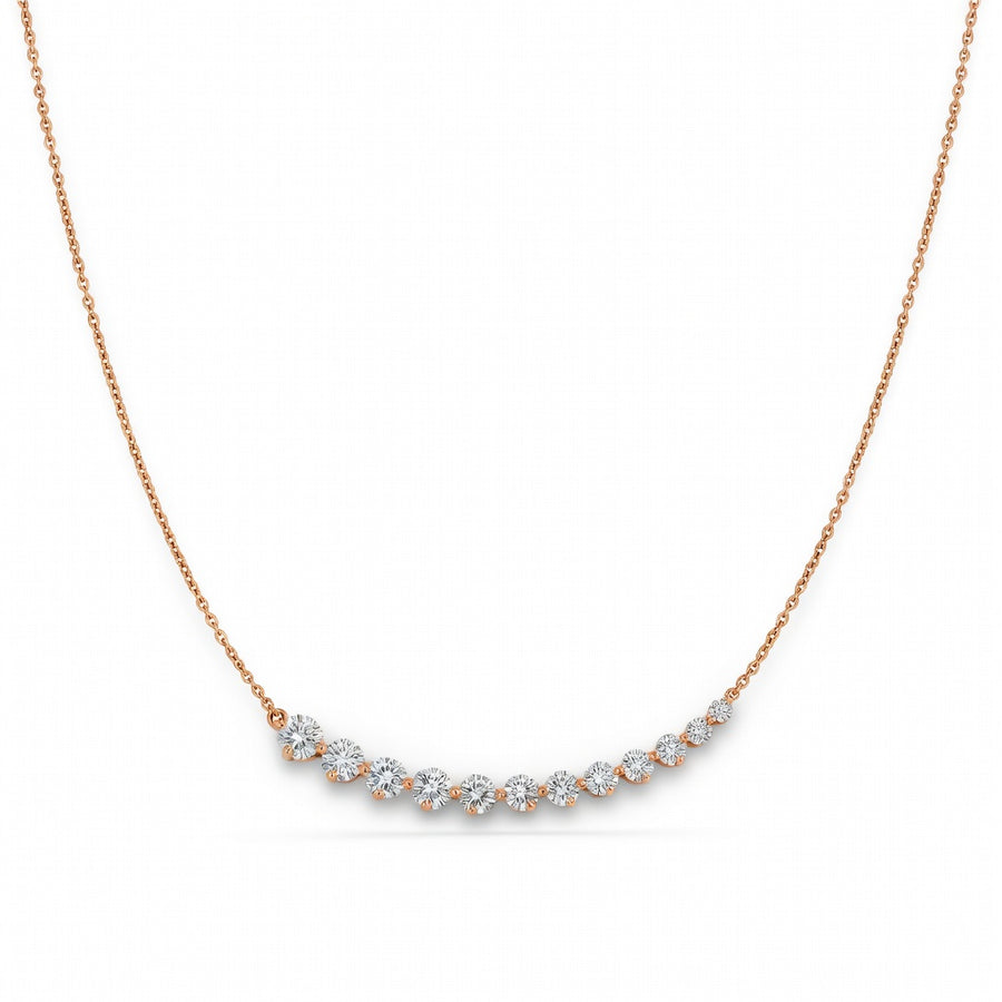 2.1 Ct Round Cut Diamond Chain Necklace VS1 D-F White Gold 14k
