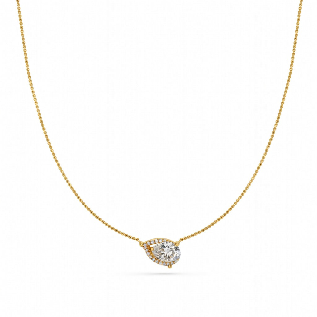 2 Ct Pear Cut Diamond Pendant Necklace VS1 D-F White Gold 14k