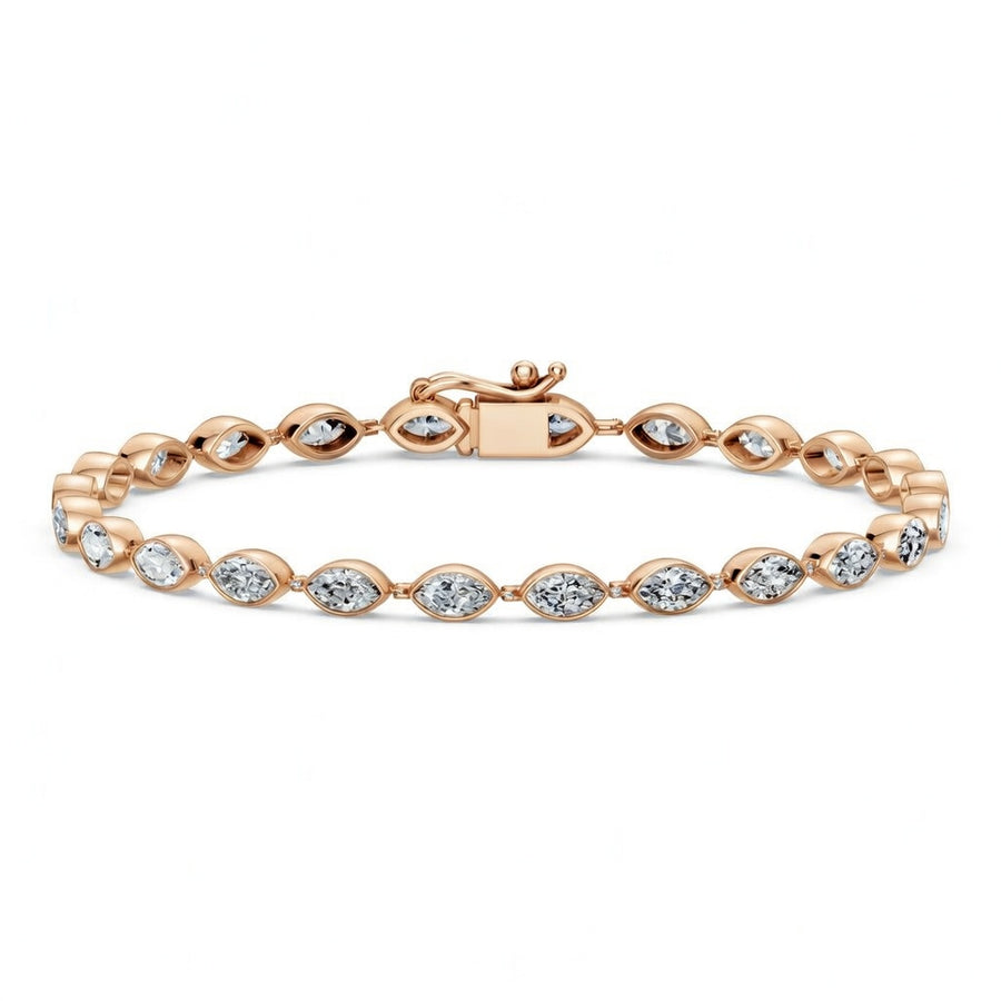 4.25 Carat Marquise Cut Diamond Tennis Bracelet VS1 D F White Gold 14k