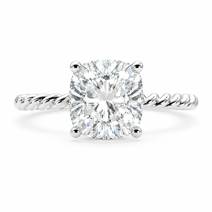 Renata 3 Carat Cushion Cut Solitaire Rope Engagement Ring