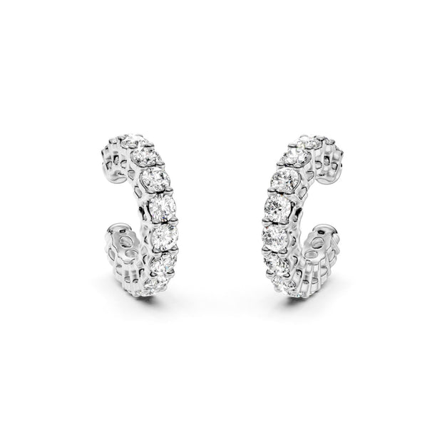 0.58 ct Round Cut Cuff Prong Diamond Earrings VS1 D White Gold 14k