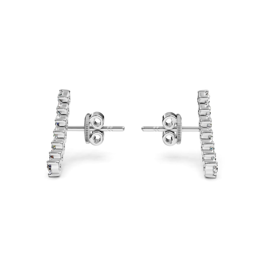 0.89 ct Round Cut Climber Prong Butterfly Diamond Earrings VS1 D White Gold 14k