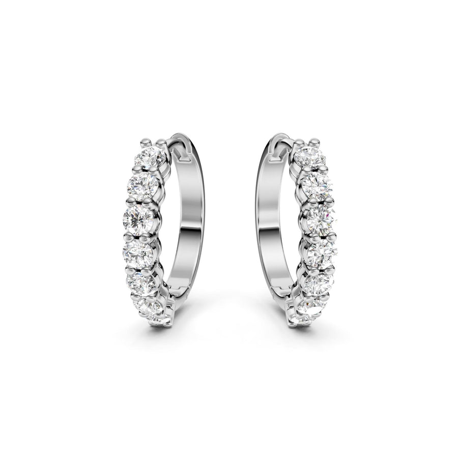 1.1 ct Round Cut Hoop Prong Hinged Diamond Earrings VS1 D White Gold 14k