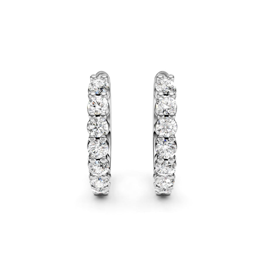 1.1 ct Round Cut Hoop Prong Hinged Diamond Earrings VS1 D White Gold 14k