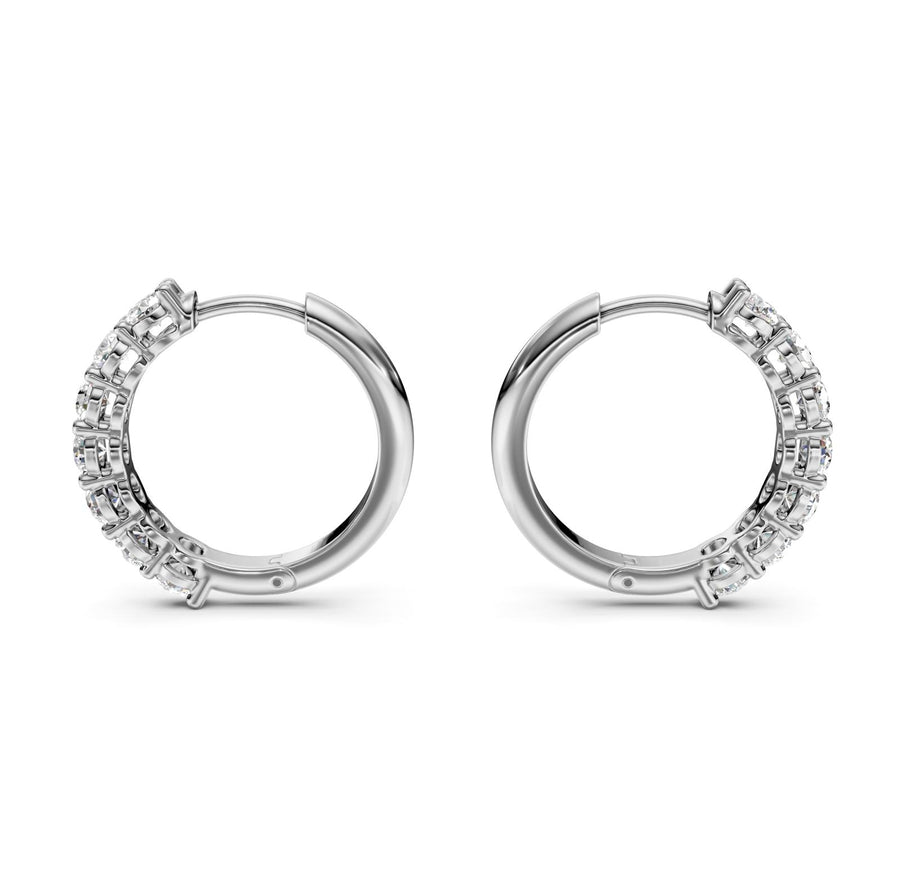 1.1 ct Round Cut Hoop Prong Hinged Diamond Earrings VS1 D White Gold 14k