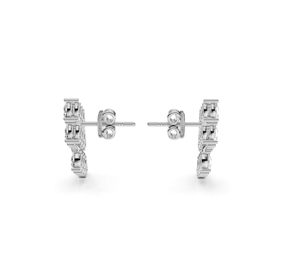 1.13 ct Pear Cut Stud Cluster Butterfly Diamond Earrings VS1 D White Gold 14k