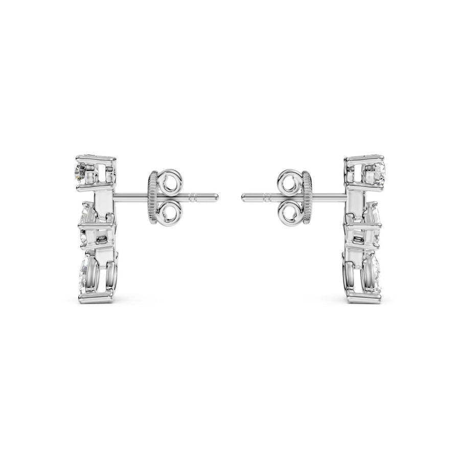 1.16 ct Marquise Emerald Round Cut Dangle/Drop Prong Diamond Earrings VS1 D