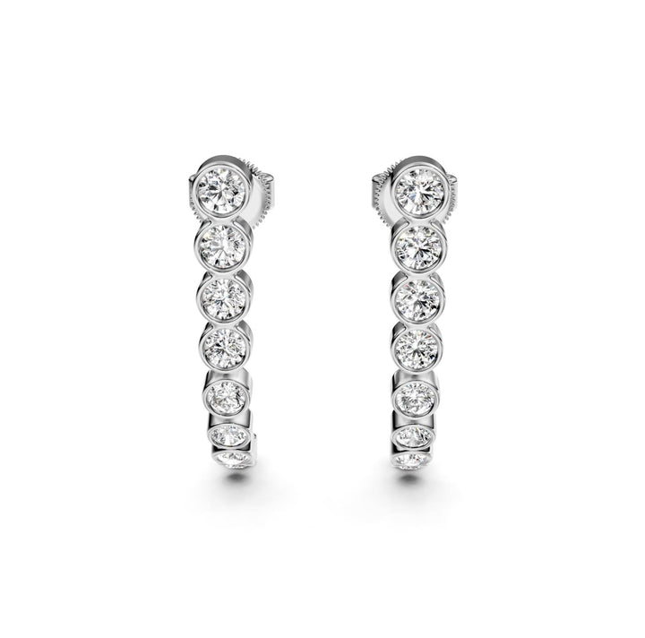 1.28 ct Round Cut Climber Bezel Diamond Earrings VS1 D White Gold 14k — product image