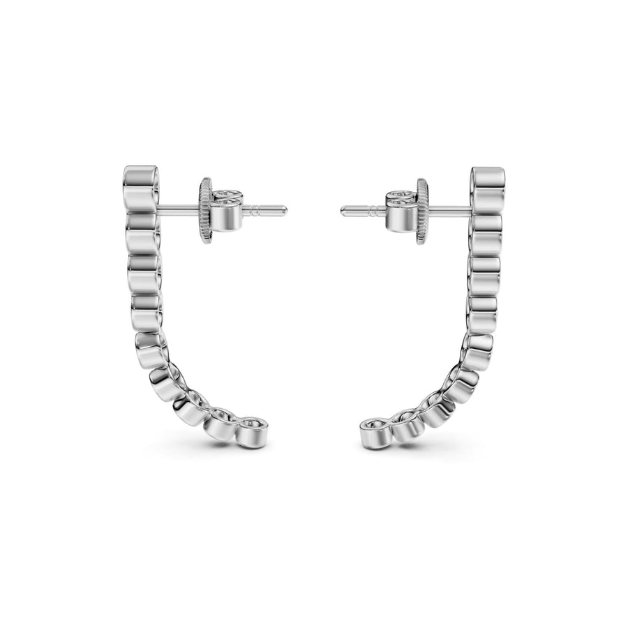 1.28 ct Round Cut Climber Bezel Diamond Earrings VS1 D White Gold 14k