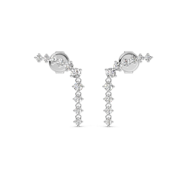 1.33 ct Round Cut Dangle/Drop Prong Diamond Earrings VS1 D White Gold 14k