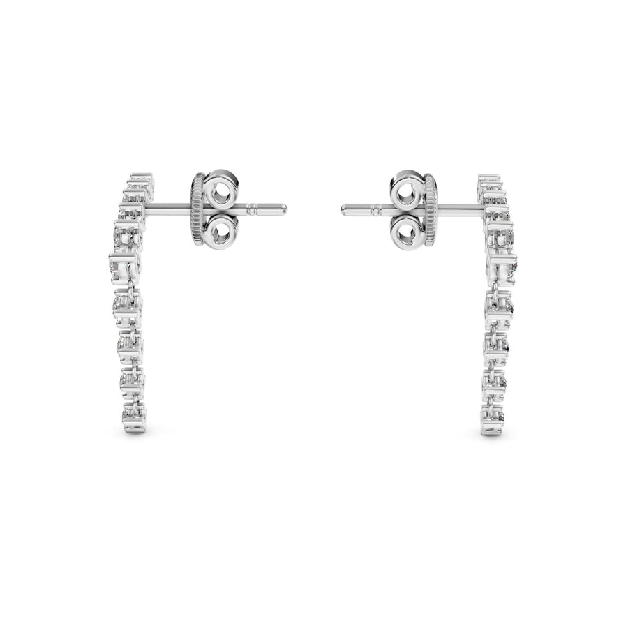 1.33 ct Round Cut Dangle/Drop Prong Diamond Earrings VS1 D White Gold 14k